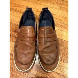 Ecco Cathum Leather Slip-On Loafer Brown/Amber Color EU 44 US Men's 11 Ret. $125